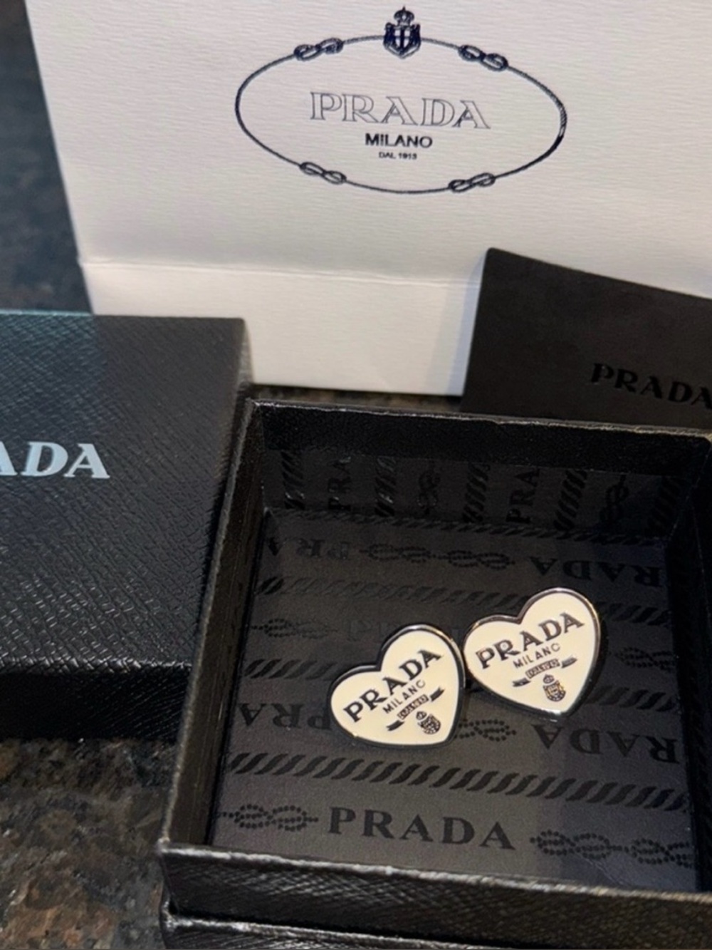 PRADA Milano Silver Heart Earrings